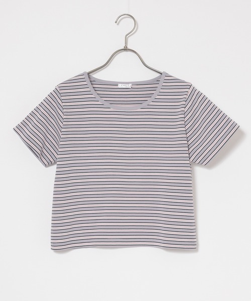 Honeys(ハニーズ)の「マルチボーダートップス(Tシャツ/カットソー・レディース・オレンジ系1/グレー系1/ネイビー系1/ホワイト系1・L/M/S)」の18枚目の写真