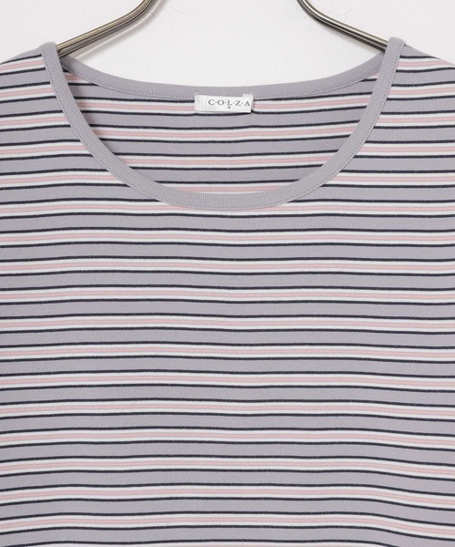 Honeys(ハニーズ)の「マルチボーダートップス(Tシャツ/カットソー・レディース・オレンジ系1/グレー系1/ネイビー系1/ホワイト系1・L/M/S)」の19枚目の写真