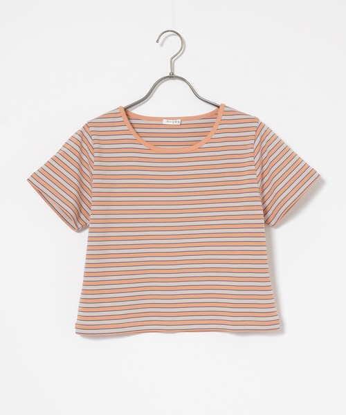 Honeys(ハニーズ)の「マルチボーダートップス(Tシャツ/カットソー・レディース・オレンジ系1/グレー系1/ネイビー系1/ホワイト系1・L/M/S)」の20枚目の写真