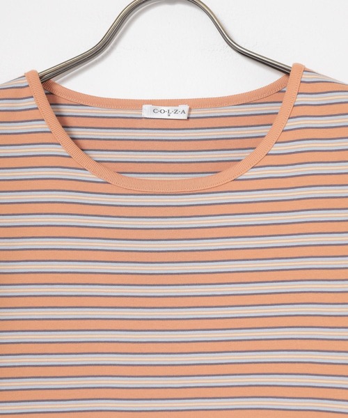 Honeys(ハニーズ)の「マルチボーダートップス(Tシャツ/カットソー・レディース・オレンジ系1/グレー系1/ネイビー系1/ホワイト系1・L/M/S)」の21枚目の写真
