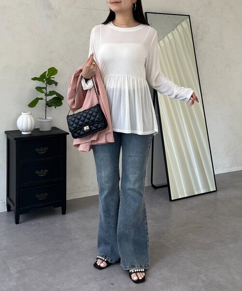 prose verse(プロズヴェール)の「袖シャーリングシアーペプラムロンT(Tシャツ/カットソー・レディース・ブルー/ブラック/オフホワイト・LARGE/MEDIUM)」の15枚目の写真