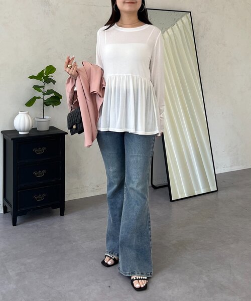 prose verse(プロズヴェール)の「袖シャーリングシアーペプラムロンT(Tシャツ/カットソー・レディース・ブルー/ブラック/オフホワイト・LARGE/MEDIUM)」の19枚目の写真