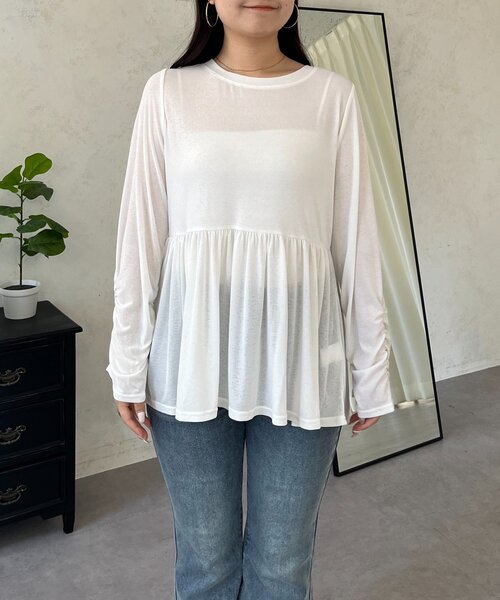 prose verse(プロズヴェール)の「袖シャーリングシアーペプラムロンT(Tシャツ/カットソー・レディース・ブルー/ブラック/オフホワイト・LARGE/MEDIUM)」の20枚目の写真