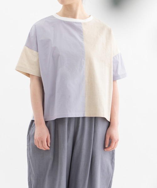 nop de nod(ノップドゥノッド)の「misc布帛Tシャツ(Tシャツ/カットソー・レディース・ネイビー/ブラウン/グレー/オフホワイト・3)」の3枚目の写真
