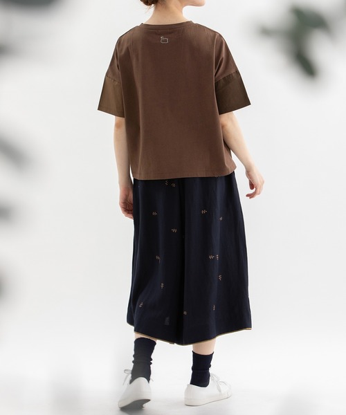 nop de nod(ノップドゥノッド)の「misc布帛Tシャツ(Tシャツ/カットソー・レディース・ネイビー/ブラウン/グレー/オフホワイト・3)」の6枚目の写真