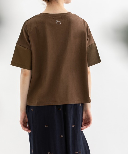 nop de nod(ノップドゥノッド)の「misc布帛Tシャツ(Tシャツ/カットソー・レディース・ネイビー/ブラウン/グレー/オフホワイト・3)」の9枚目の写真