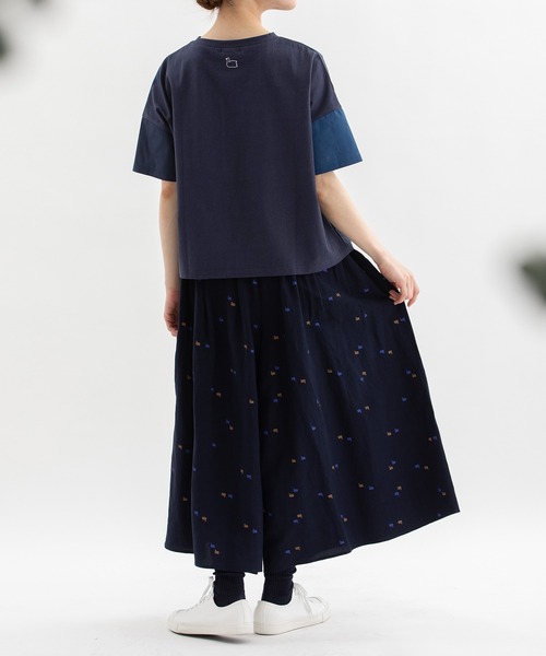 nop de nod(ノップドゥノッド)の「misc布帛Tシャツ(Tシャツ/カットソー・レディース・ネイビー/ブラウン/グレー/オフホワイト・3)」の12枚目の写真