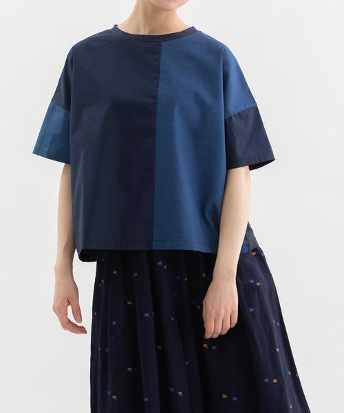 nop de nod(ノップドゥノッド)の「misc布帛Tシャツ(Tシャツ/カットソー・レディース・ネイビー/ブラウン/グレー/オフホワイト・3)」の13枚目の写真