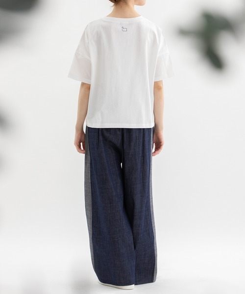 nop de nod(ノップドゥノッド)の「misc布帛Tシャツ(Tシャツ/カットソー・レディース・ネイビー/ブラウン/グレー/オフホワイト・3)」の18枚目の写真