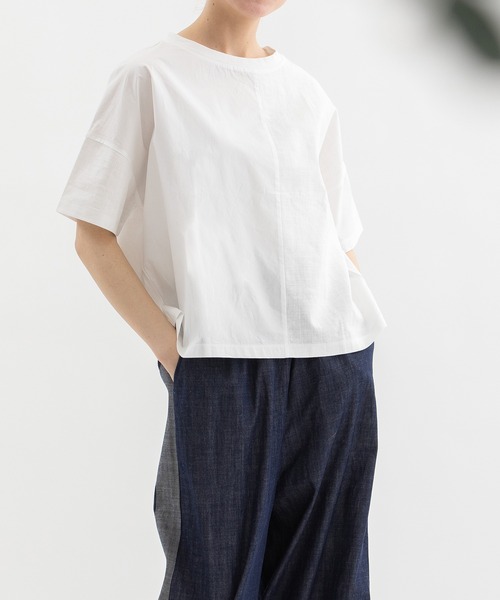 nop de nod(ノップドゥノッド)の「misc布帛Tシャツ(Tシャツ/カットソー・レディース・ネイビー/ブラウン/グレー/オフホワイト・3)」の19枚目の写真