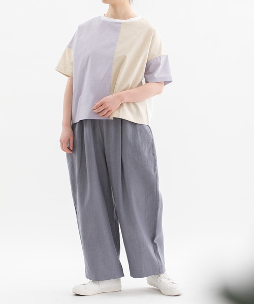 nop de nod(ノップドゥノッド)の「misc布帛Tシャツ(Tシャツ/カットソー・レディース・ネイビー/ブラウン/グレー/オフホワイト・3)」の22枚目の写真