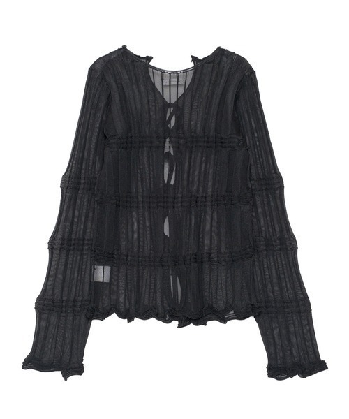 OPEN SESAME CLUB(オープンセサミクラブ)の「sheer flow cardigan(Tシャツ/カットソー・レディース・グレー/ブラック・FREE)」の2枚目の写真