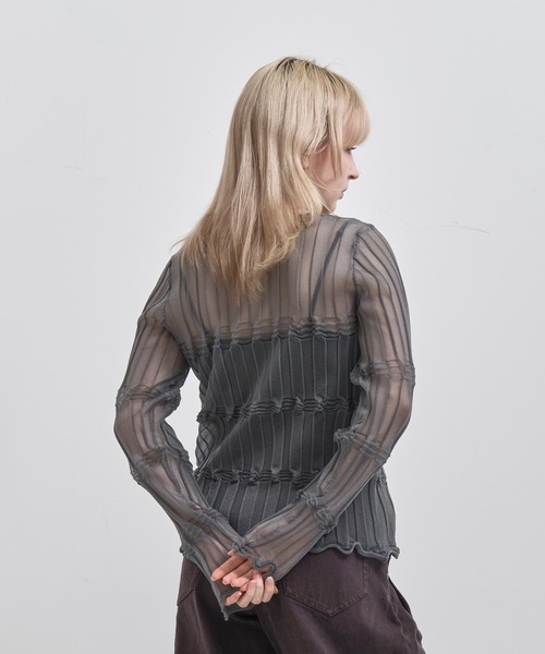 OPEN SESAME CLUB(オープンセサミクラブ)の「sheer flow cardigan(Tシャツ/カットソー・レディース・グレー/ブラック・FREE)」の5枚目の写真