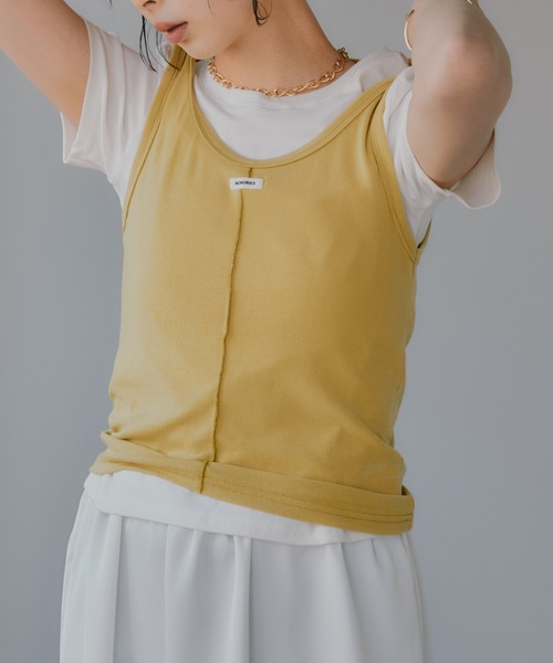 210nouve(トゥージュヌーブ)の「タンクセット レイヤード デザイン Tシャツ(Tシャツ/カットソー・レディース・パープル/イエロー/グレー/ネイビー・FREE)」の4枚目の写真