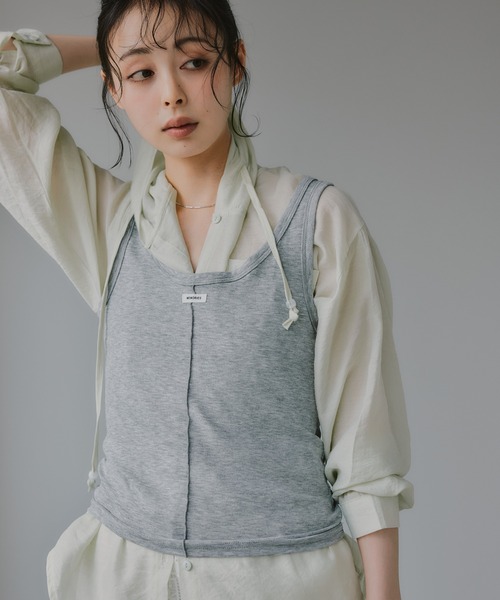 210nouve(トゥージュヌーブ)の「タンクセット レイヤード デザイン Tシャツ(Tシャツ/カットソー・レディース・パープル/イエロー/グレー/ネイビー・FREE)」の12枚目の写真