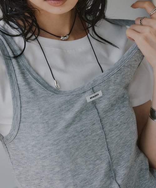 210nouve(トゥージュヌーブ)の「タンクセット レイヤード デザイン Tシャツ(Tシャツ/カットソー・レディース・パープル/イエロー/グレー/ネイビー・FREE)」の16枚目の写真