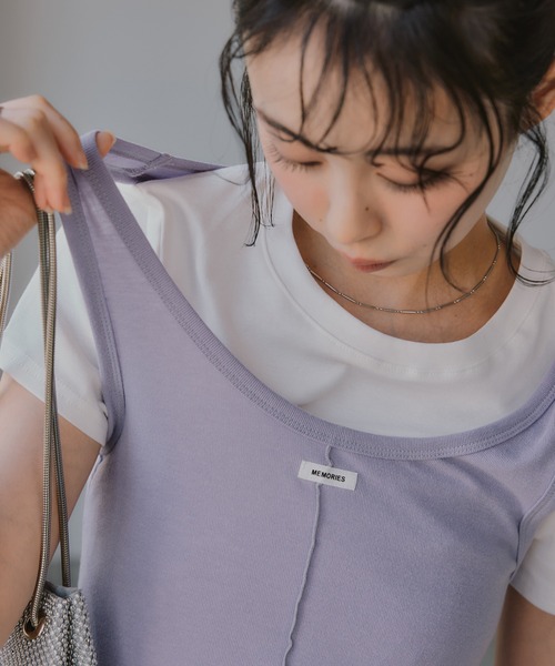 210nouve(トゥージュヌーブ)の「タンクセット レイヤード デザイン Tシャツ(Tシャツ/カットソー・レディース・パープル/イエロー/グレー/ネイビー・FREE)」の18枚目の写真