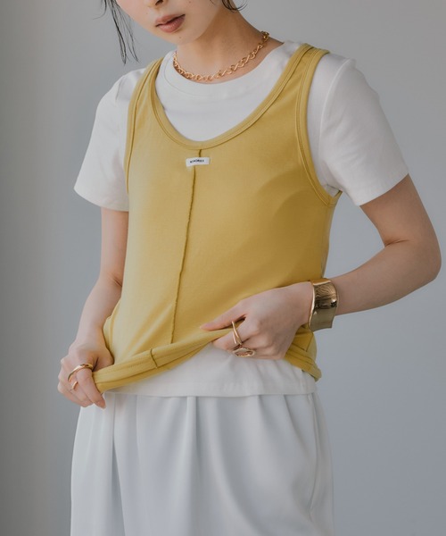 210nouve(トゥージュヌーブ)の「タンクセット レイヤード デザイン Tシャツ(Tシャツ/カットソー・レディース・パープル/イエロー/グレー/ネイビー・FREE)」の21枚目の写真