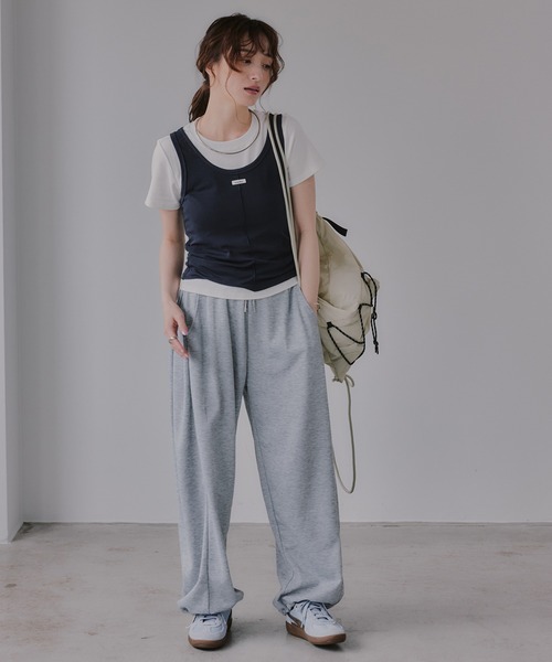 210nouve(トゥージュヌーブ)の「タンクセット レイヤード デザイン Tシャツ(Tシャツ/カットソー・レディース・パープル/イエロー/グレー/ネイビー・FREE)」の10枚目の写真