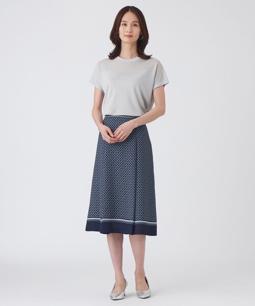 TRANS WORK(トランスワーク)の「【L】【ウォッシャブル】シャイニーシアーニットプルオーバー(Tシャツ/カットソー・レディース・グレー系その他/ベージュ/ブラック・44/46)」の4枚目の写真