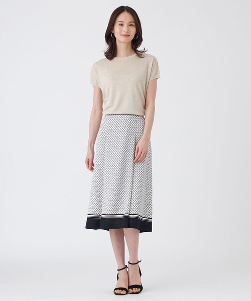 TRANS WORK(トランスワーク)の「【L】【ウォッシャブル】シャイニーシアーニットプルオーバー(Tシャツ/カットソー・レディース・グレー系その他/ベージュ/ブラック・44/46)」の7枚目の写真