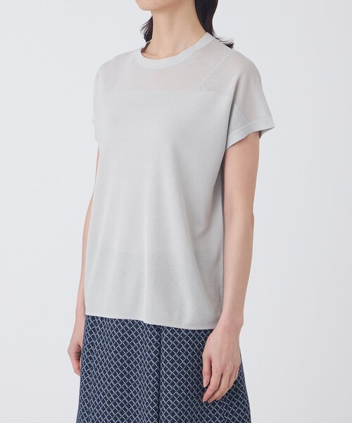 TRANS WORK(トランスワーク)の「【L】【ウォッシャブル】シャイニーシアーニットプルオーバー(Tシャツ/カットソー・レディース・グレー系その他/ベージュ/ブラック・44/46)」の10枚目の写真