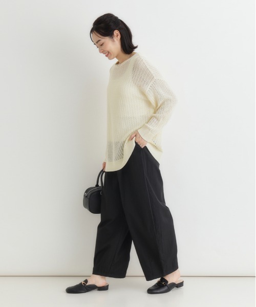 Right-on（ライトオン）の「【HONEYSUCKLE ROSE】ナイロン混コクーンパンツ（その他パンツ・レディース・ブラウン/ブラック/キナリ・M/L）」の12枚目の写真
