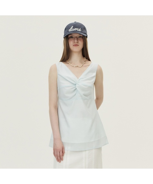 Twisted Tencel Sleeveless Top, Light Blue（シャツ/ブラウス）｜KUME 