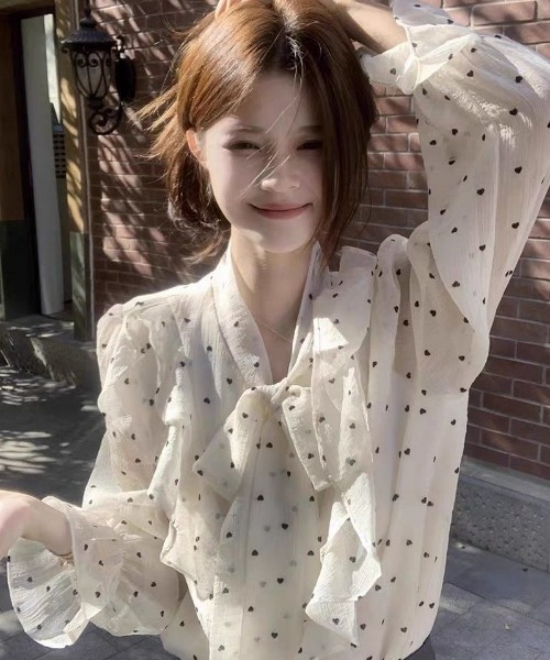 Ritzy(リッツィー)の「ドット柄リボンタイシアーブラウス(シャツ/ブラウス・レディース・ホワイト・M/S/L)」の22枚目の写真