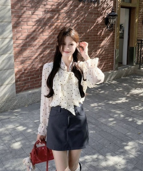 Ritzy(リッツィー)の「ドット柄リボンタイシアーブラウス(シャツ/ブラウス・レディース・ホワイト・M/S/L)」の3枚目の写真