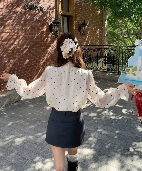 Ritzy(リッツィー)の「ドット柄リボンタイシアーブラウス(シャツ/ブラウス・レディース・ホワイト・M/S/L)」の8枚目の写真