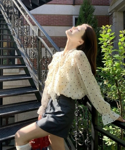 Ritzy(リッツィー)の「ドット柄リボンタイシアーブラウス(シャツ/ブラウス・レディース・ホワイト・M/S/L)」の13枚目の写真