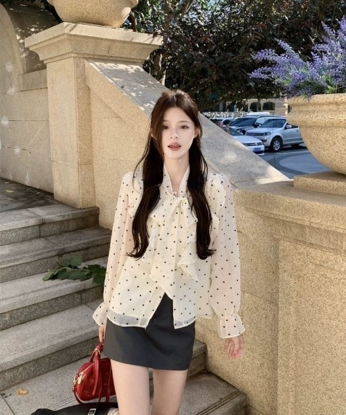 Ritzy(リッツィー)の「ドット柄リボンタイシアーブラウス(シャツ/ブラウス・レディース・ホワイト・M/S/L)」の14枚目の写真