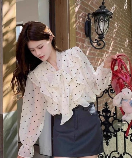 Ritzy(リッツィー)の「ドット柄リボンタイシアーブラウス(シャツ/ブラウス・レディース・ホワイト・M/S/L)」の17枚目の写真