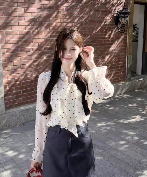 Ritzy(リッツィー)の「ドット柄リボンタイシアーブラウス(シャツ/ブラウス・レディース・ホワイト・M/S/L)」の18枚目の写真