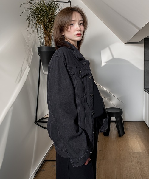 Candlestick(キャンドルスティック)の「きれいめ大人の柔らかライトデニムジャケット(デニムジャケット・レディース・ブラック系/ライトインディゴブルー・L/M)」の6枚目の写真
