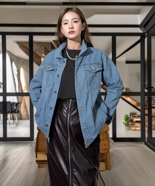 Candlestick(キャンドルスティック)の「きれいめ大人の柔らかライトデニムジャケット(デニムジャケット・レディース・ブラック系/ライトインディゴブルー・L/M)」の9枚目の写真