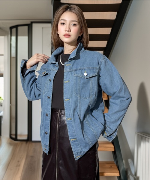 Candlestick(キャンドルスティック)の「きれいめ大人の柔らかライトデニムジャケット(デニムジャケット・レディース・ブラック系/ライトインディゴブルー・L/M)」の12枚目の写真