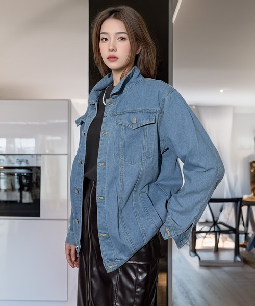 Candlestick(キャンドルスティック)の「きれいめ大人の柔らかライトデニムジャケット(デニムジャケット・レディース・ブラック系/ライトインディゴブルー・L/M)」の13枚目の写真