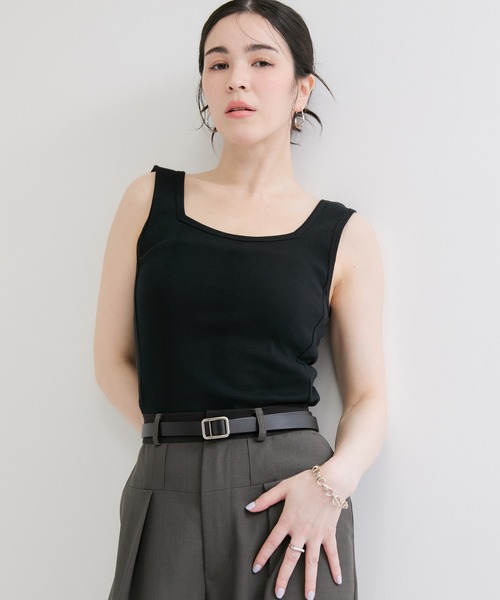 Edith A.Miller(エディスエーミラー)の「【Miller/ミラー】SQUARE NECK PANEL RIBBED TANKTOP(タンクトップ・レディース・グレー/オレンジ系その他/ブラック/ホワイト・FREE)」の1枚目の写真
