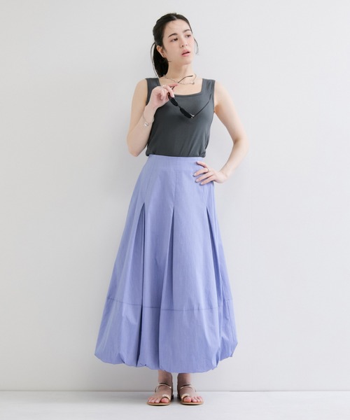 Edith A.Miller(エディスエーミラー)の「【Miller/ミラー】SQUARE NECK PANEL RIBBED TANKTOP(タンクトップ・レディース・グレー/オレンジ系その他/ブラック/ホワイト・FREE)」の9枚目の写真
