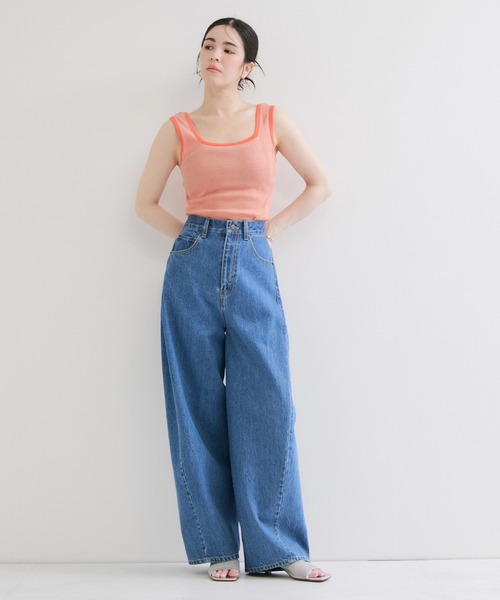 Edith A.Miller(エディスエーミラー)の「【Miller/ミラー】SQUARE NECK PANEL RIBBED TANKTOP(タンクトップ・レディース・グレー/オレンジ系その他/ブラック/ホワイト・FREE)」の11枚目の写真