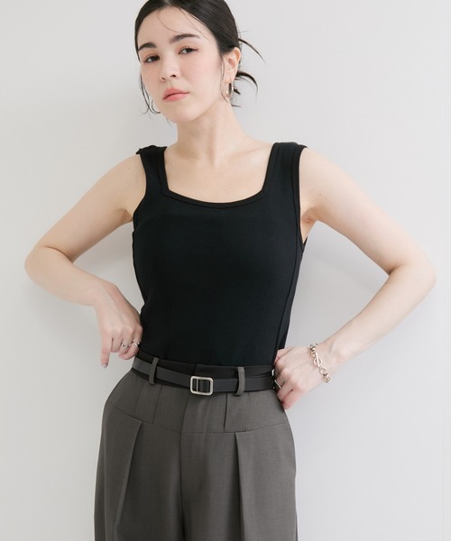 Edith A.Miller(エディスエーミラー)の「【Miller/ミラー】SQUARE NECK PANEL RIBBED TANKTOP(タンクトップ・レディース・グレー/オレンジ系その他/ブラック/ホワイト・FREE)」の13枚目の写真