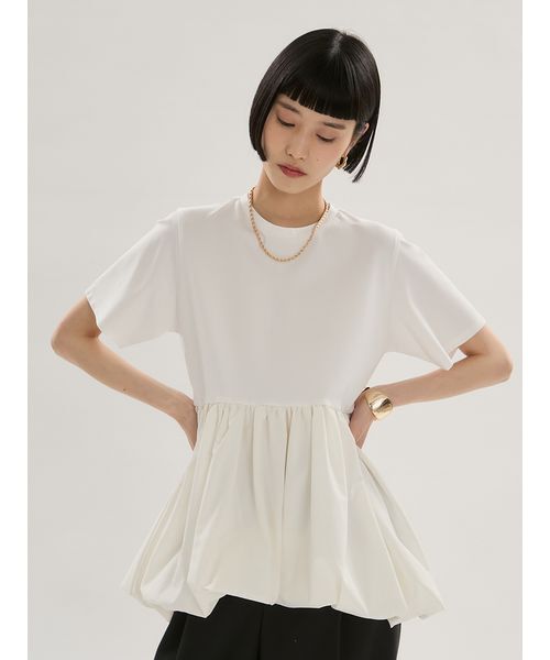 emmi（エミ）の「ドッキングバルーンカットソー（Tシャツ/カットソー・レディース・ブラック/オフホワイト・F）」の4枚目の写真
