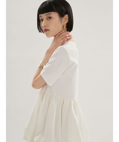 emmi（エミ）の「ドッキングバルーンカットソー（Tシャツ/カットソー・レディース・ブラック/オフホワイト・F）」の7枚目の写真