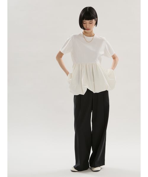 emmi（エミ）の「ドッキングバルーンカットソー（Tシャツ/カットソー・レディース・ブラック/オフホワイト・F）」の9枚目の写真