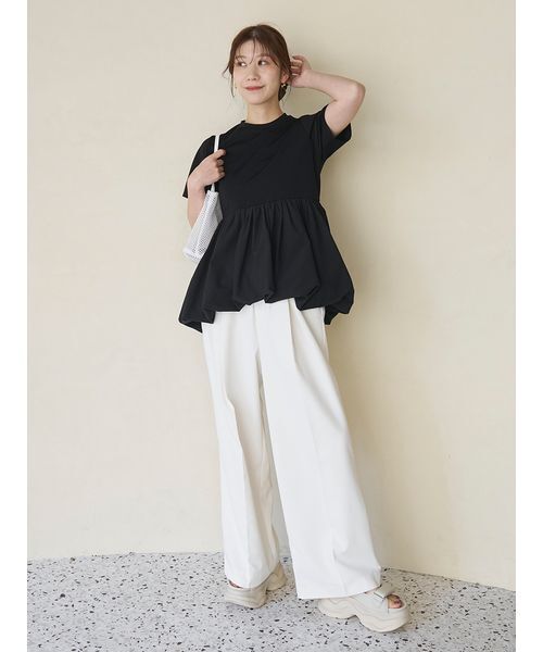 emmi（エミ）の「ドッキングバルーンカットソー（Tシャツ/カットソー・レディース・ブラック/オフホワイト・F）」の11枚目の写真
