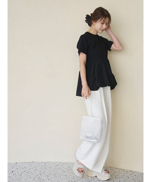 emmi（エミ）の「ドッキングバルーンカットソー（Tシャツ/カットソー・レディース・ブラック/オフホワイト・F）」の12枚目の写真