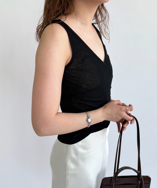 EDIT. FOR LULU(エディットフォールル)の「【NOHRA/ノーラ】Cotton rib tank top(タンクトップ・レディース・ホワイト/ブラック・SMALL)」の5枚目の写真