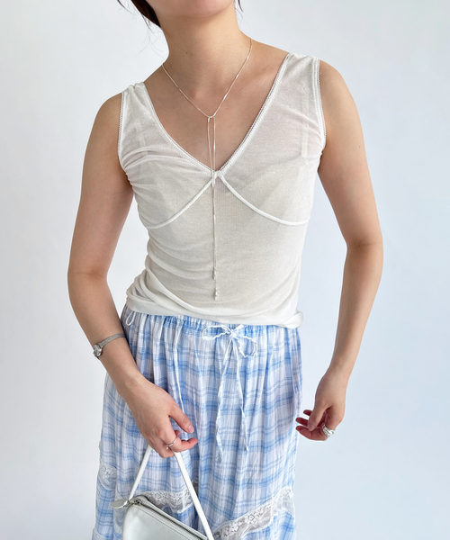 EDIT. FOR LULU(エディットフォールル)の「【NOHRA/ノーラ】Cotton rib tank top(タンクトップ・レディース・ホワイト/ブラック・SMALL)」の9枚目の写真